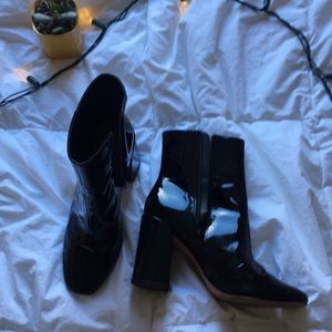 ASOS black vinyl boots
